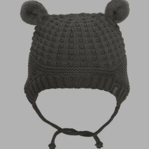 Calikids Cotton Knit Hat With Ears Charcoal Grey